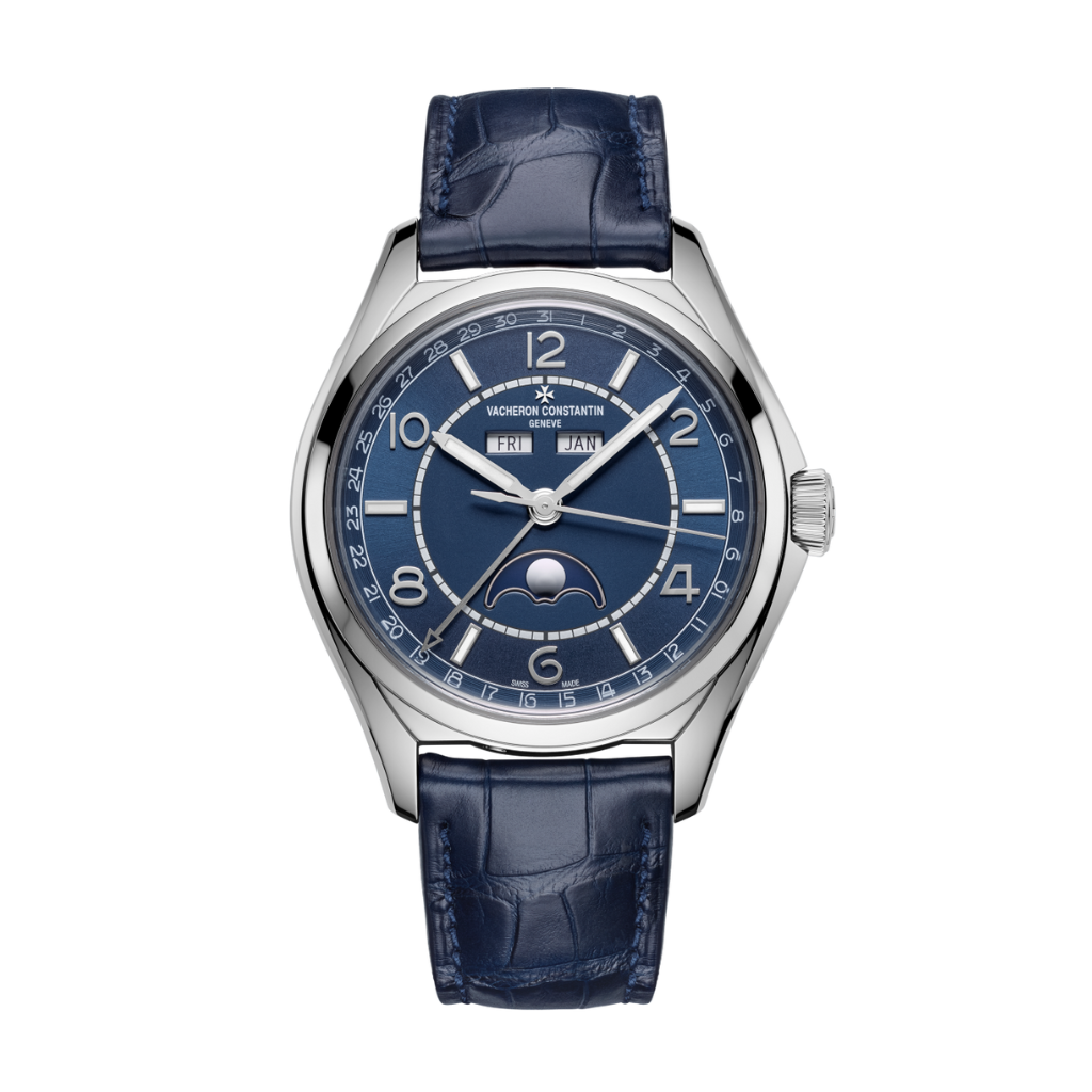 Vacheron Constantin Fiftysix complete calendar 40 mm Blue Dial Stainless Steel   Leather Strap 4000E/000A-B548