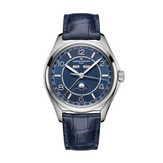 Vacheron Constantin Fiftysix complete calendar 40 mm Blue Dial Stainless Steel   Leather Strap 4000E/000A-B548