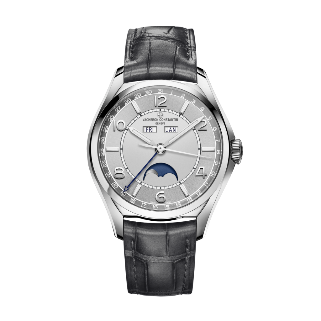Vacheron Constantin Fiftysix complete calendar 40 mm Silver Dial Stainless Steel   Leather Strap 4000E/000A-B439