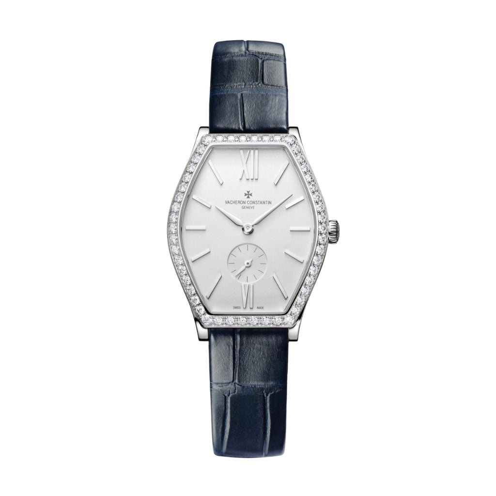 Vacheron Constantin Malte manual-winding 34.4x28.4 mm Silver Dial with Diamonds White Gold   Leather Strap 81515/000G-9891