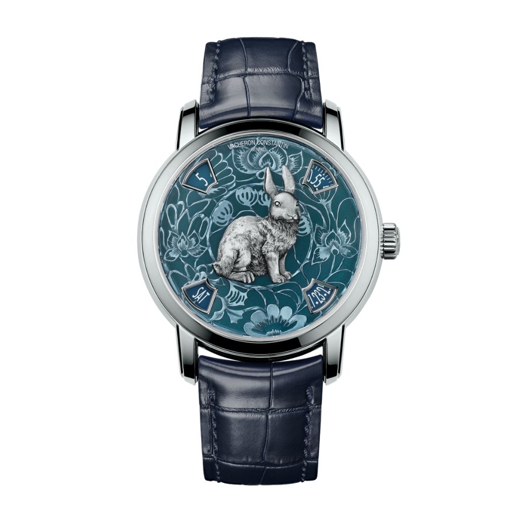 Vacheron Constantin Métiers d'Art The legend of the Chinese Zodiac - year of the rabbit 40 mm Blue Dial Platinum   Leather Strap 86073/000P-B932