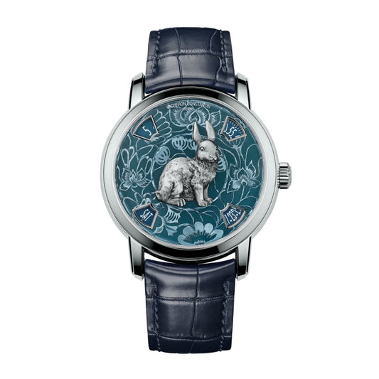 Vacheron Constantin Métiers d'Art The legend of the Chinese Zodiac - year of the rabbit 40 mm Blue Dial Platinum   Leather Strap 86073/000P-B932