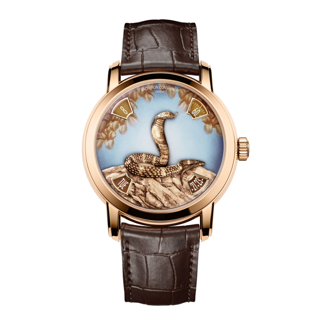 Vacheron Constantin Métiers d'Art The legend of the Chinese zodiac - year of the snake 40 mm Brown Dial 18K Pink Gold   Leather Strap 86073/000R-H034