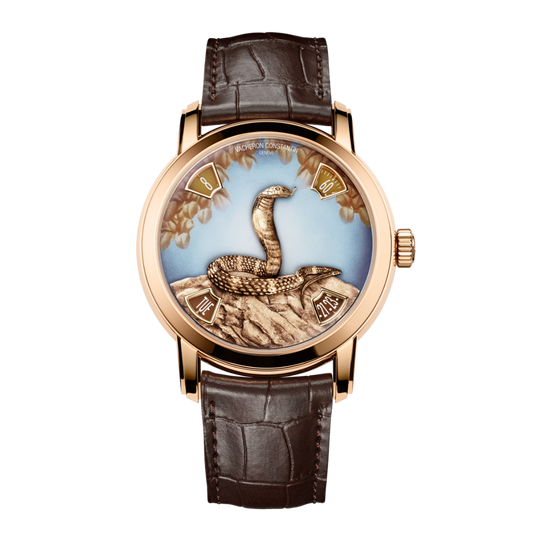 Vacheron Constantin Métiers d'Art The legend of the Chinese zodiac - year of the snake 40 mm Brown Dial 18K Pink Gold   Leather Strap 86073/000R-H034