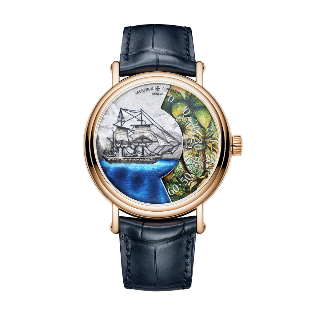 Vacheron Constantin Métiers d'Art Tribute to Explorer Naturalists - Detroit de Magellan 41 mm Silver Dial 18K Pink Gold   Leather Strap 7500U/000R-B992