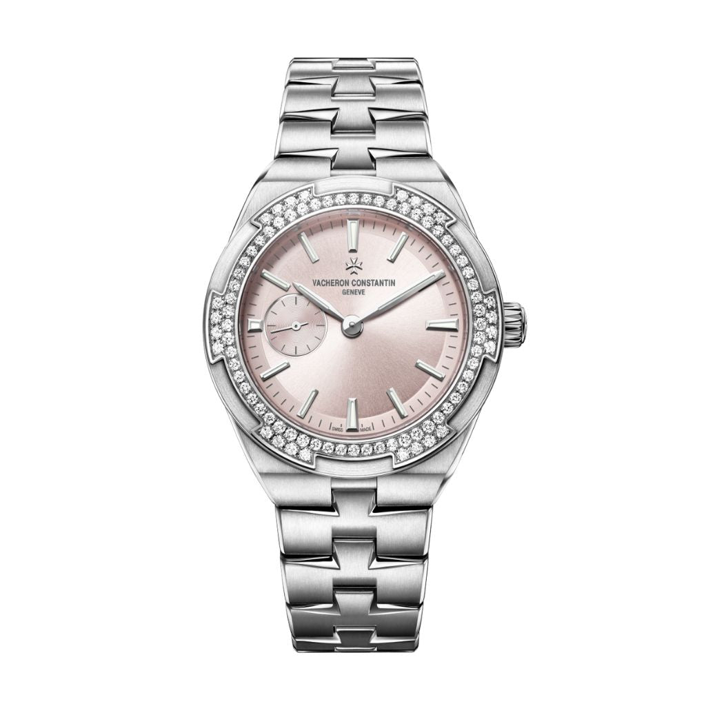 Vacheron Constantin Overseas self-winding 37 mm Pink Dial with Diamonds Stainless Steel Bracelet 2305V/100A-B078