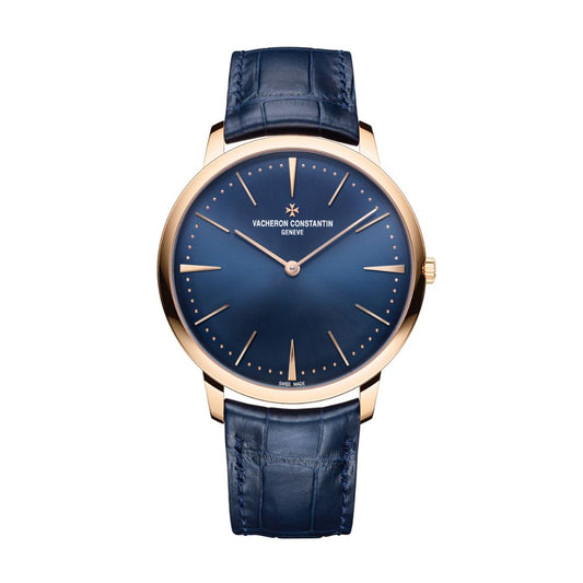 Vacheron Constantin Patrimony manual-winding 40 mm Blue Dial 18K Pink Gold   Leather Strap 81180/000R-B518