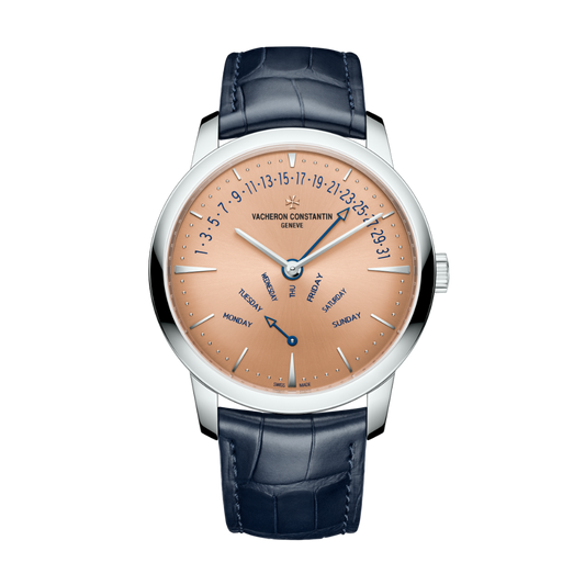 Vacheron Constantin Patrimony retrograde day-date 42.5 mm Salmon-Toned Dial Platinum   Leather Strap 4000U/000P-H003