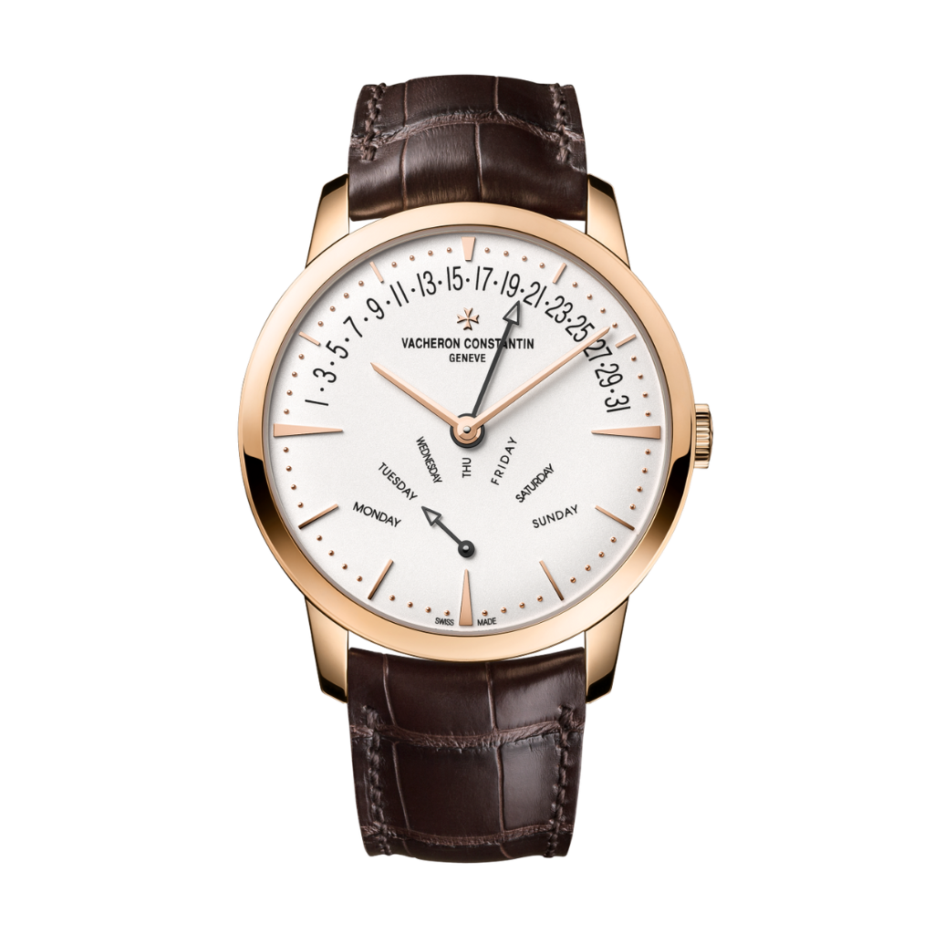 Vacheron Constantin Patrimony retrograde day-date 42.5 mm Silver Dial 18K Pink Gold   Leather Strap 4000U/000R-B110