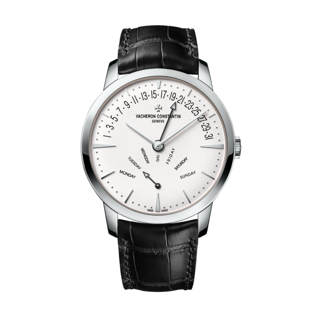 Vacheron Constantin Patrimony retrograde day-date 42.5 mm Silver Dial White Gold   Leather Strap 4000U/000G-B112