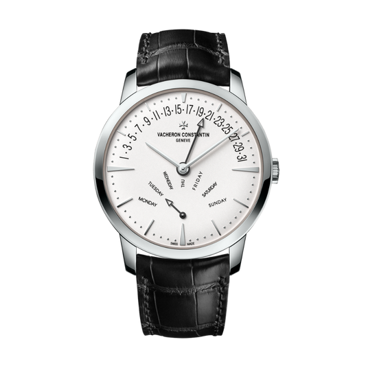 Vacheron Constantin Patrimony retrograde day-date 42.5 mm Silver Dial White Gold   Leather Strap 4000U/000G-B112