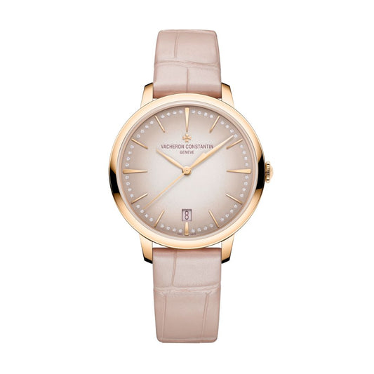 Vacheron Constantin Patrimony self-winding 36.5 mm Pink Dial with Diamonds 18K Pink Gold   Leather Strap 4110U/000R-B905