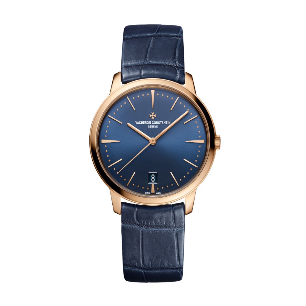 Vacheron Constantin Patrimony self-winding 36 mm Blue Dial 18K Pink Gold   Leather Strap 4100U/000R-B643
