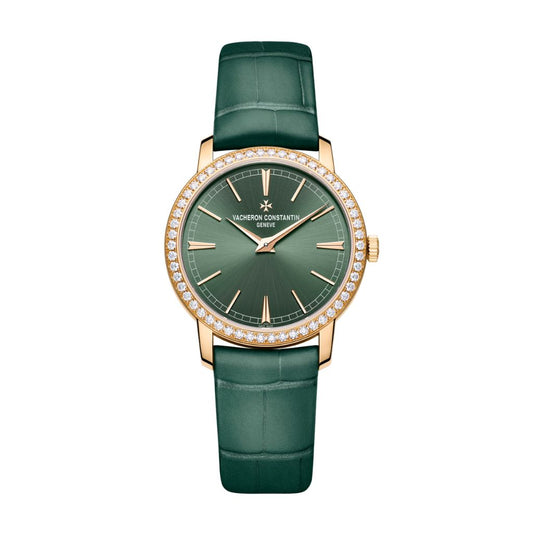 Vacheron Constantin Traditionnelle manual-winding 33 mm Green Dial with Diamonds 18K Pink Gold   Leather Strap 1405T/000R-H009