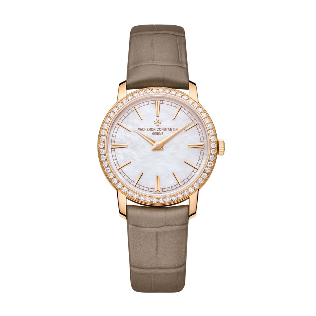 Vacheron Constantin Traditionnelle manual-winding 33 mm White Mother-Of-Pearl Dial with Diamonds 18K Pink Gold   Leather Strap 1405T/000R-B636