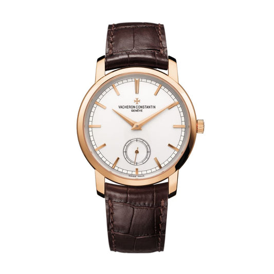 Vacheron Constantin Traditionnelle manual-winding 38 mm Silver Dial 18K Pink Gold   Leather Strap 82172/000R-9382