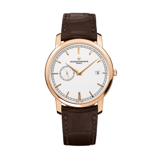 Vacheron Constantin Traditionnelle self-winding 38 mm Silver Dial 18K Pink Gold   Leather Strap 87172/000R-9302