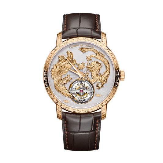 Vacheron Constantin Traditionnelle tourbillon 41 mm Silver Dial 18K Pink Gold   Leather Strap 6040T/000R-B959