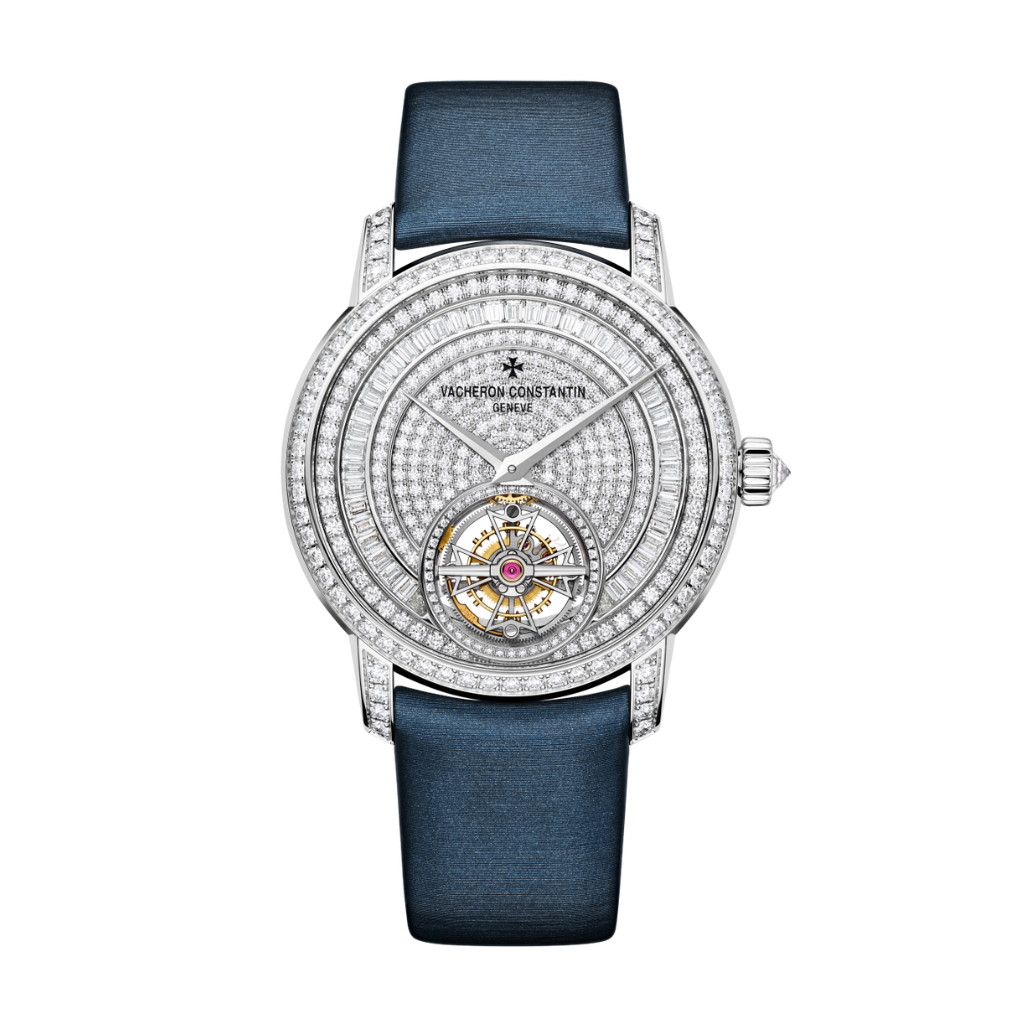 Vacheron Constantin Traditionnelle tourbillon jewellery 39 mm Diamond Paved Dial White Gold Satin Strap 6025T/000G-B635