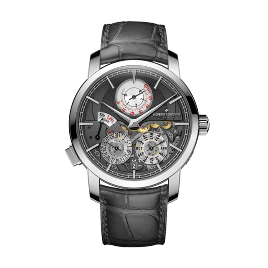 Vacheron Constantin Traditionnelle Twin Beat perpetual calendar 42 mm Black Dial Platinum   Leather Strap 3200T/002P-B578