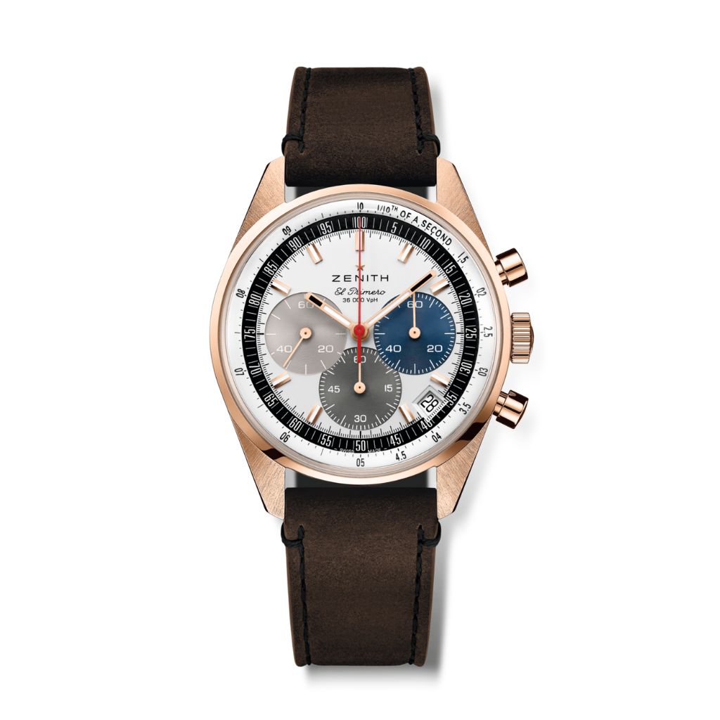 Zenith CHRONOMASTER EP ORIGINAL 38 mm White Dial 18k Rose Gold   Leather Strap 18.3200.3600/69.C901