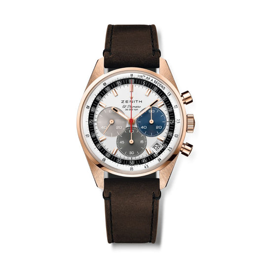 Zenith CHRONOMASTER EP ORIGINAL 38 mm White Dial 18k Rose Gold   Leather Strap 18.3200.3600/69.C901