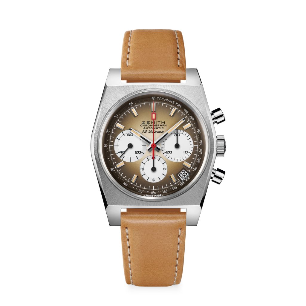 Zenith CHRONOMASTER REVIVAL EL PRIMERO A385 37 mm Brown Dial Stainless Steel   Leather Strap 03.A384.400/385.C855