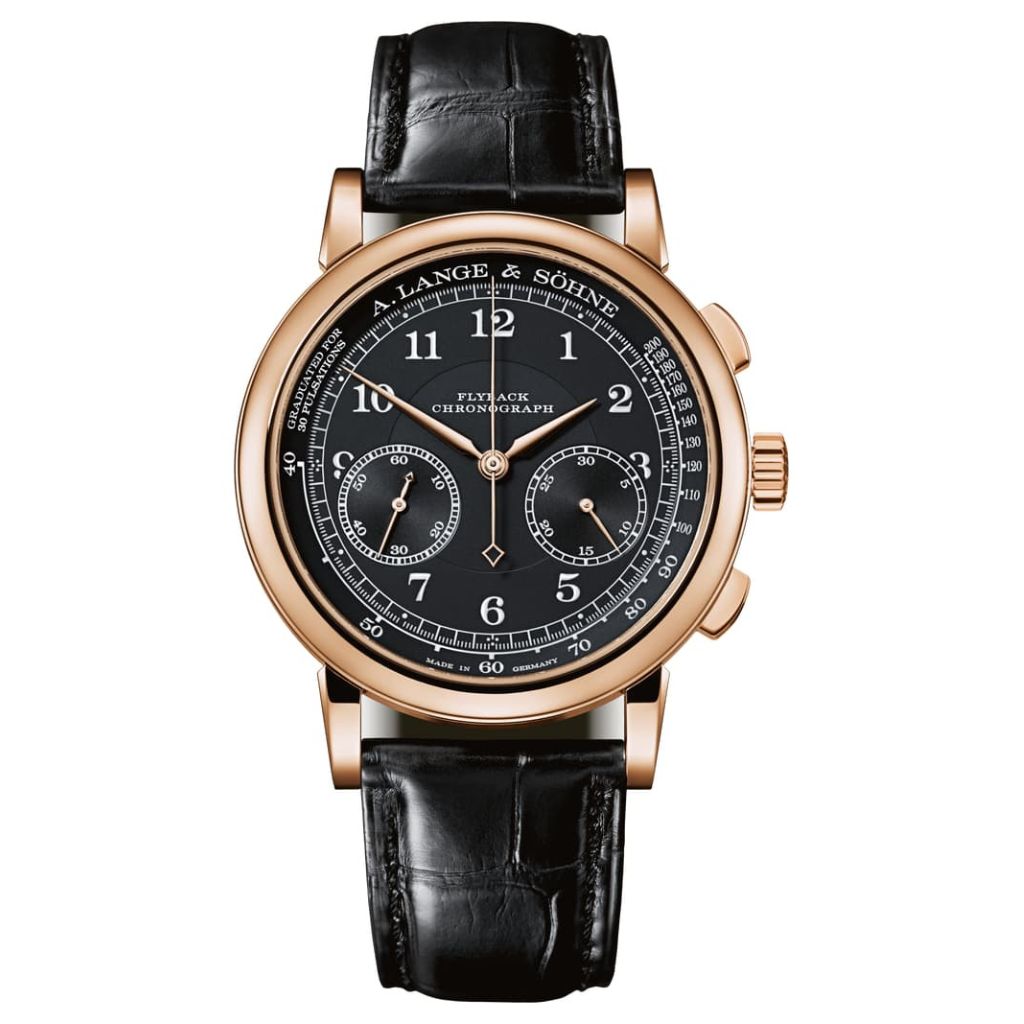A. Lange & Sohne 1815 Chronograph 39.5 mm Black Dial 18K Pink Gold   Leather Strap 414.031 / LSLS4144AA
