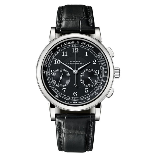 A. Lange & Sohne 1815 Chronograph 39.5 mm Black Dial 18k White Gold   Leather Strap 414.028 / LSLS4143AG