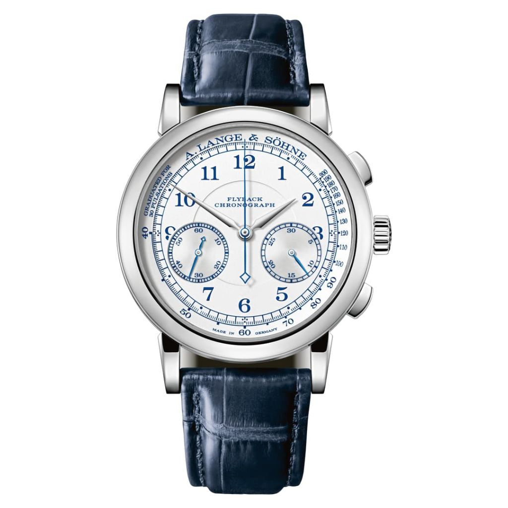 A. Lange & Sohne 1815 Chronograph 39.5 mm Silver Dial 18k White Gold   Leather Strap 414.026 / LSLS4143AA