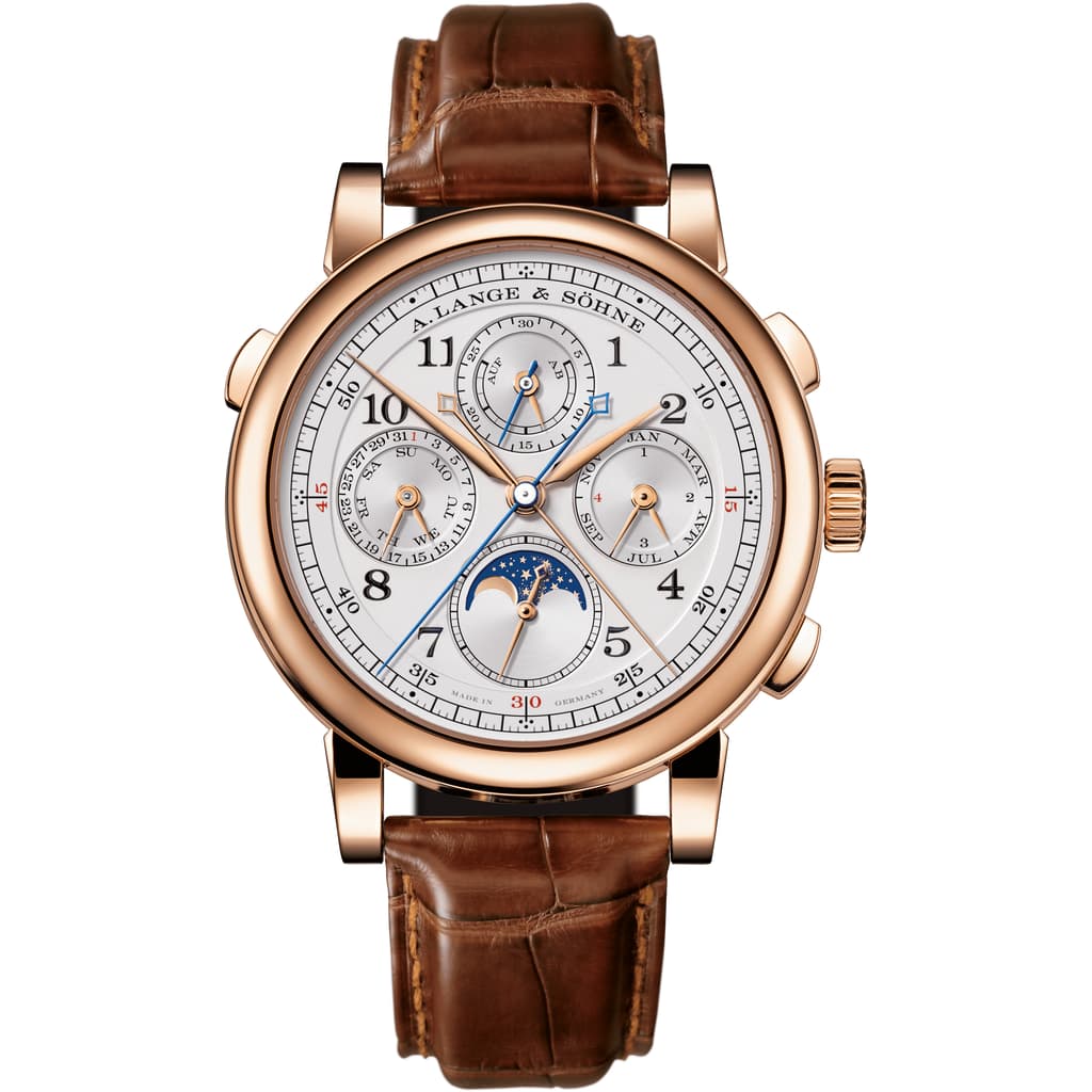 A. Lange & Sohne 1815 Rattrapante Perpetual Calendar 41.9 mm Silver Dial 18K Pink Gold   Leather Strap 421.032FE / LSLS4214AE