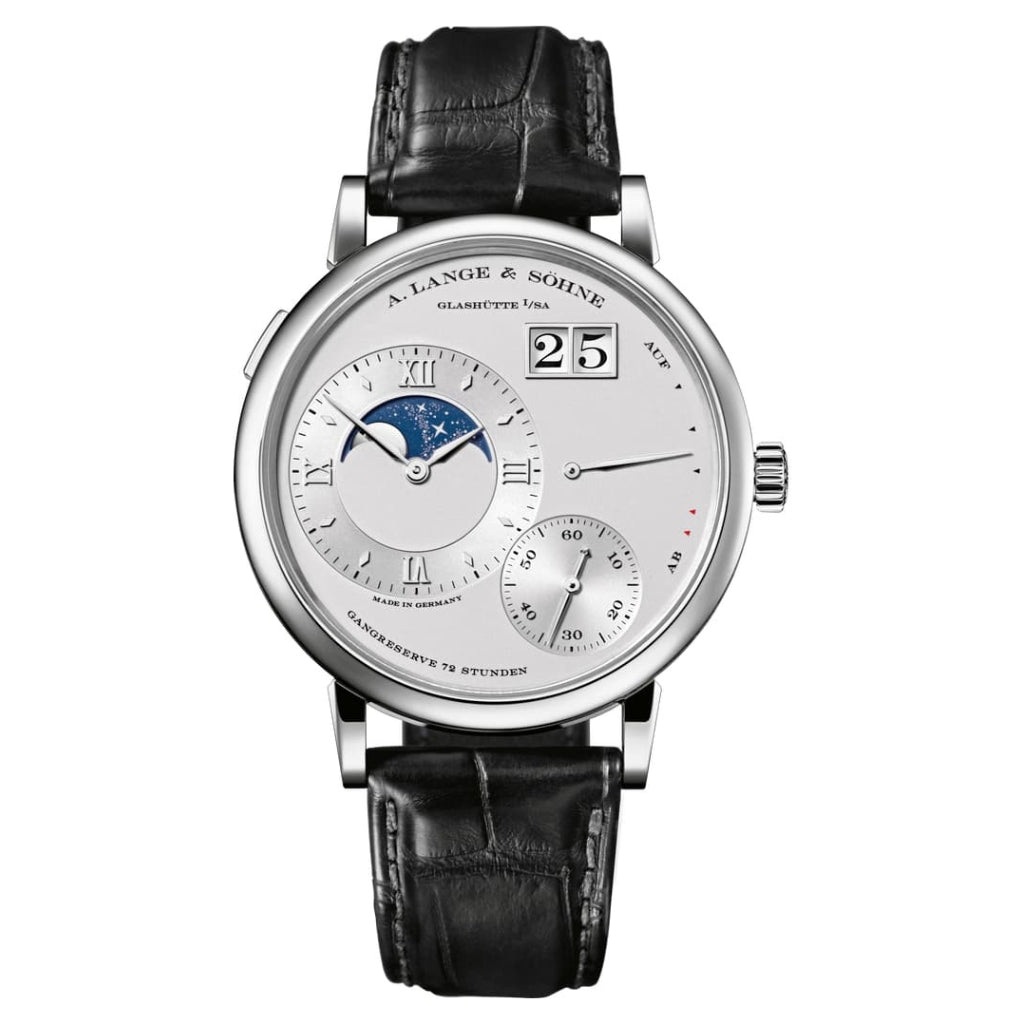A. Lange & Sohne GRAND LANGE 1 MOON PHASE 41 mm Silver Dial Platinum   Leather Strap 139.025 / LSLS1392AA