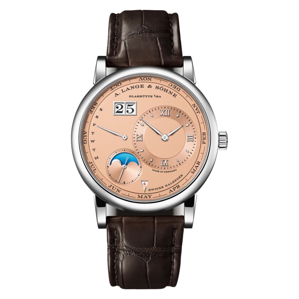 A. Lange & Sohne LANGE 1 PERPETUAL CALENDAR 41.9 mm Pink Dial 18K White Gold   Leather Strap 345.056 E / LSLS3453AA