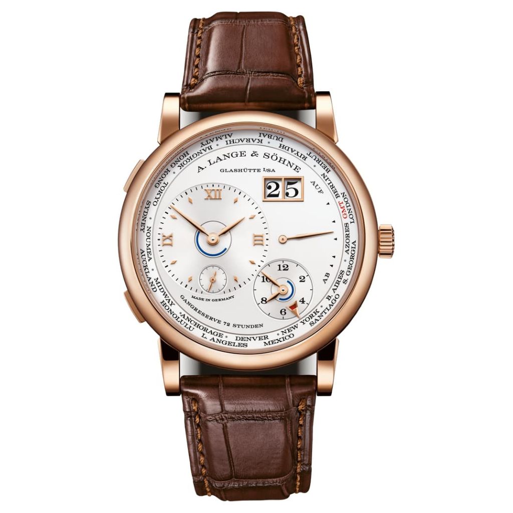 A. Lange & Sohne LANGE 1 TIME ZONE 41.9 mm Silver Dial 18K Pink Gold   Leather Strap 136.032 / LSLS1364AA