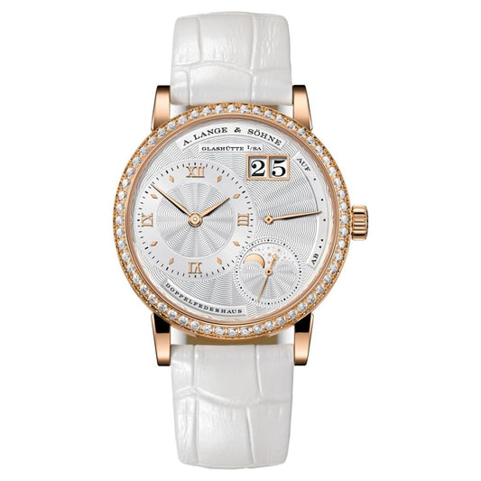 A. Lange & Sohne LITTLE LANGE 1 MOON PHASE 36.8 mm Silver Dial with Diamonds 18K Pink Gold   Leather Strap 182.830 / LSLS1824TQ