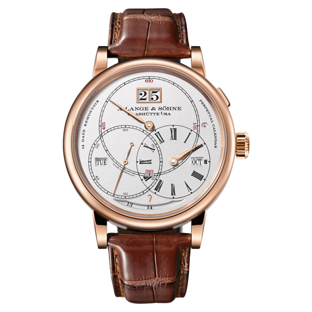 A. Lange & Sohne Richard Lange Perpetual Calendar "Terraluna" 45.5 mm Silver Dial 18K Pink Gold   Leather Strap 180.032FE / LSLS1804AB