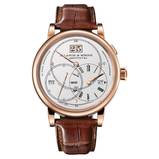 A. Lange & Sohne Richard Lange Perpetual Calendar "Terraluna" 45.5 mm Silver Dial 18K Pink Gold   Leather Strap 180.032FE / LSLS1804AB