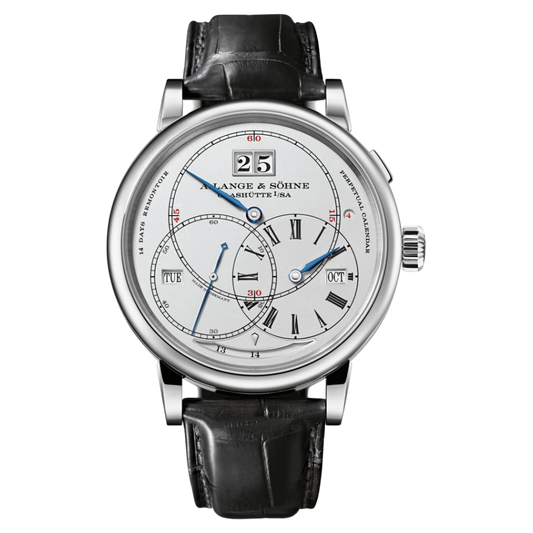 A. Lange & Sohne Richard Lange Perpetual Calendar "Terraluna" 45.5 mm Silver Dial 18k White Gold   Leather Strap 180.026FE / LSLS1803AB