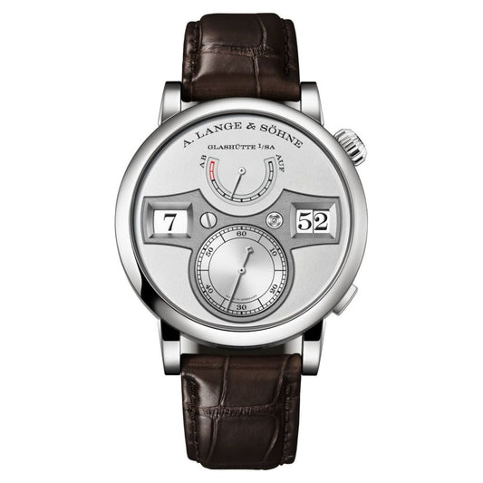 A. Lange & Sohne ZEITWERK 41.9 mm Silver Dial Platinum   Leather Strap 142.025 / LSLS1423AG