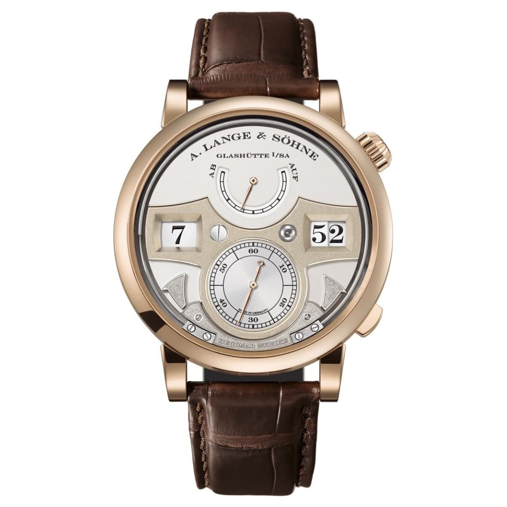 A. Lange & Sohne Zeitwerk Decimal Strike 44.2 mm Silver Dial 18k Honey Gold   Leather Strap 143.050 / LSLS1436AA