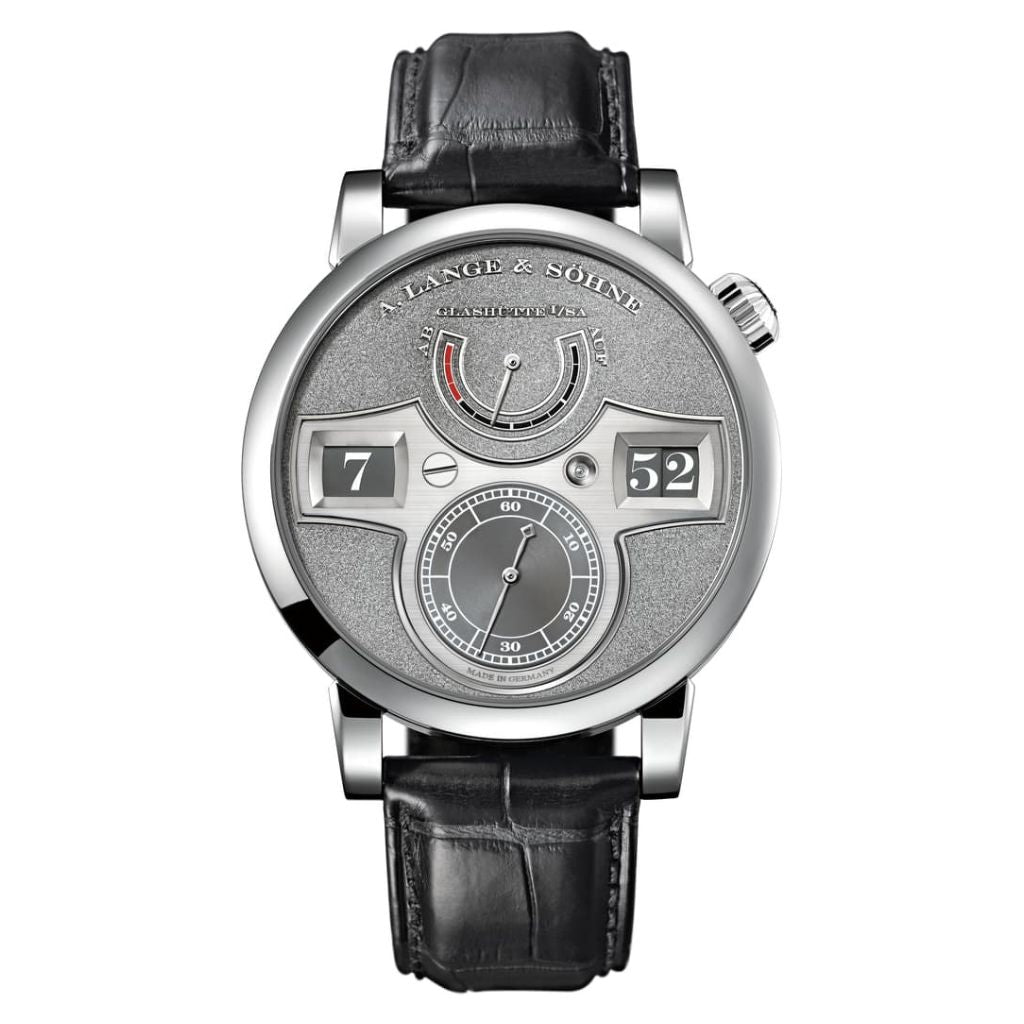 A. Lange & Sohne Zeitwerk Handwerkskunst 41.9 mm Grey Dial Platinum   Leather Strap 140.048 / LSLS1402AM