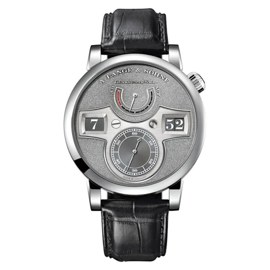 A. Lange & Sohne Zeitwerk Handwerkskunst 41.9 mm Grey Dial Platinum   Leather Strap 140.048 / LSLS1402AM
