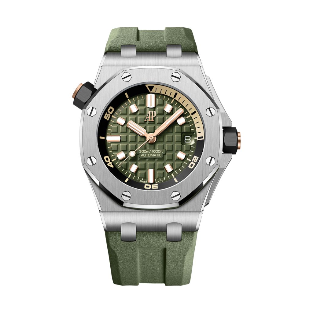 Audemars Piguet Royal Oak Offshore Diver 42 mm Khaki Green Dial Stainless Steel Rubber Strap 15720ST.OO.A052CA.01