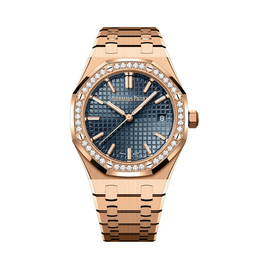 Audemars Piguet Royal Oak Selfwinding 34 mm Blue Dial with Diamonds 18-Carat Pink Gold Bracelet 77451OR.ZZ.1361OR.04
