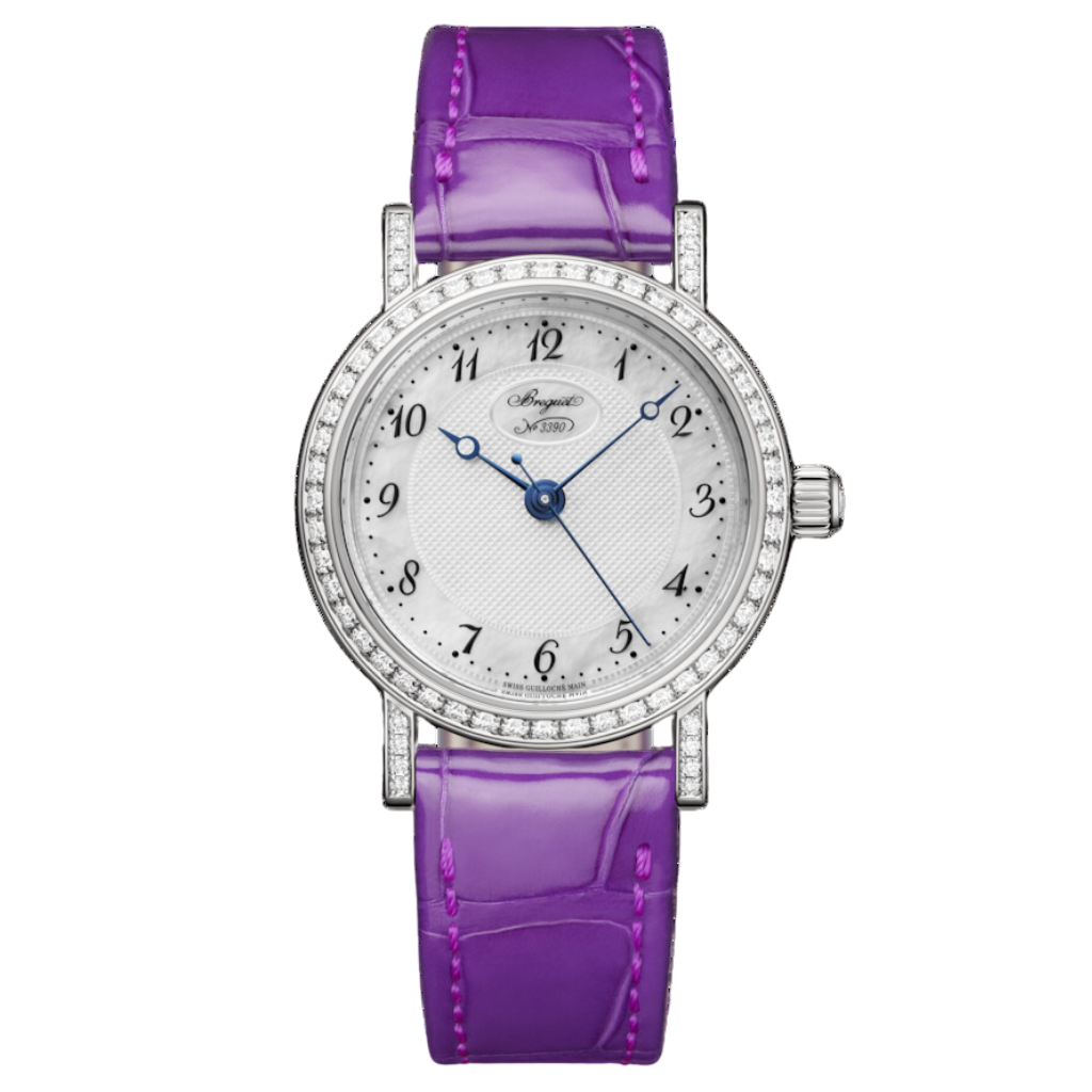 Breguet Classique 8068 30 mm Silver Dial with Diamonds 18k White Gold   Leather Strap 8068BB/59/764 DD00