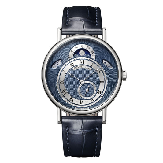 Breguet Classique Calendrier 7337 39 mm Blue Dial 18K White Gold   Leather Strap 7337BB/Y5/9VU