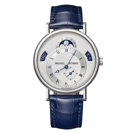 Breguet Classique Calendrier 7337 39 mm Silver Dial 18K White Gold   Leather Strap 7337BB/12/9VU