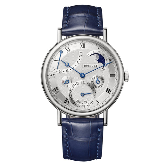 Breguet Classique Quantième Perpétuel 7327 39 mm Silver Dial 18K White Gold Leather Strap 7327BB/11/9VU