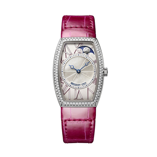 Breguet Héritage 35 x 25 mm Silver Dial with Diamonds White Gold Red Leather Strap 8861BB/15/986/D000