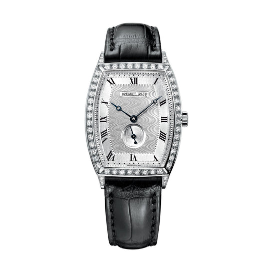 Breguet Héritage 35 x 29.60 mm Silver Dial with Diamonds White Gold Black Leather Strap 3661BB/12/984/DD00